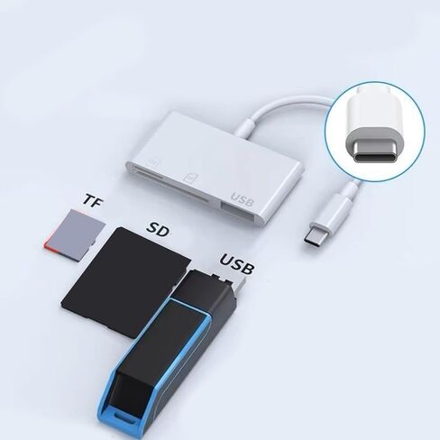 قارئ بطاقة ذاكرة USB C 3 فتحات لـ TF لقراءة الكاتب في وقت واحد للهاتف USB C للهواتف الذكية in Kuwait
