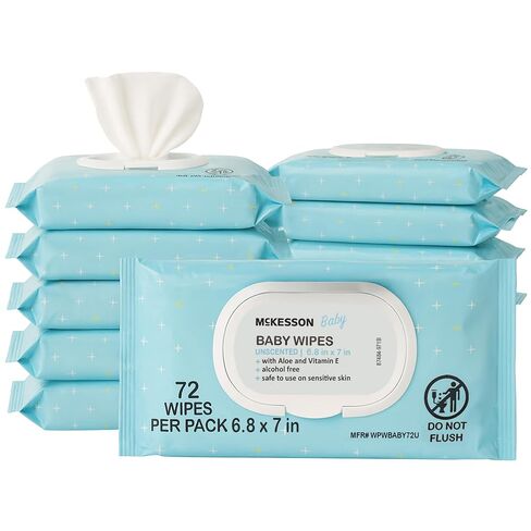 McKesson Baby Wipe with Aloe and Vitamin E, Unscented, Alcohol-Free, 72 Wipes, 12 Packs, 864 Total in Saudi Arabia