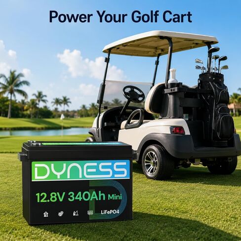 بطارية ليثيوم Dyness 12V 340Ah Mini LiFePO4، بحد أقصى. 4352 وات في الساعة، بطارية 200 أمبير مدمجة مع حماية من درجات الحرارة المنخفضة، عمر 10 سنوات، بطارية ذات دورة عميقة 12.8 فولت للتخييم في المركبات الترفيهية، النظام الشمسي المنزلي، خارج الشبكة (عبوة من  in Kuwait