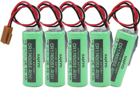 (5 Pack) 3V 2500mAh CR17450SE-R PLC Non-Rechargeable Lithium Battery Compitable for FANUC A98L-0031-0012 CNC System with Brown Plug in Kuwait