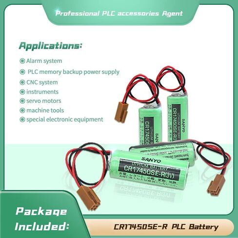 (5 Pack) 3V 2500mAh CR17450SE-R PLC Non-Rechargeable Lithium Battery Compitable for FANUC A98L-0031-0012 CNC System with Brown Plug in Kuwait