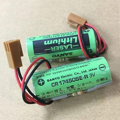 (5 Pack) 3V 2500mAh CR17450SE-R PLC Non-Rechargeable Lithium Battery Compitable for FANUC A98L-0031-0012 CNC System with Brown Plug in Kuwait
