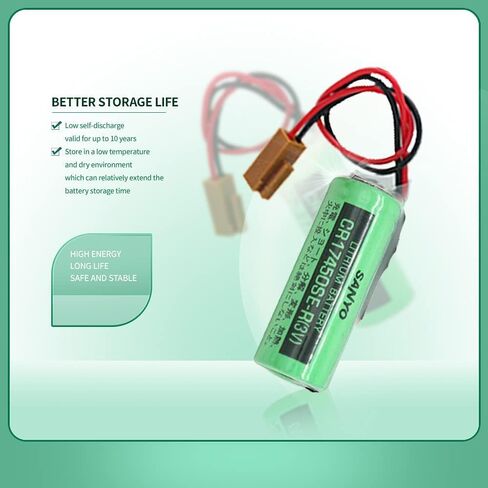 (5 Pack) 3V 2500mAh CR17450SE-R PLC Non-Rechargeable Lithium Battery Compitable for FANUC A98L-0031-0012 CNC System with Brown Plug in Kuwait