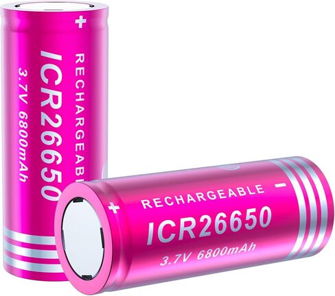 3.7V 6800mAh Li-Polymer-Ion Batteries Flat-top 26650 Rechargeable Batteries, Commonly Used for Headlamps, LED flashlights, Toys, etc (2 pcs) in Kuwait