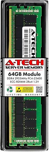 استبدال ذاكرة الوصول العشوائي A-Tech بسعة 64 جيجابايت لميكرون MTA36ASF8G72PZ-2G9E1 | وحدة ذاكرة الخادم المسجلة DDR4 2933MHz PC4-23400R ECC RDIMM 2Rx4 1.2V 288-Pin (MTA36ASF8G72PZ-2G9E1-ATC) in Kuwait