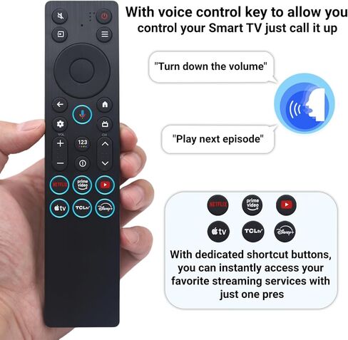 استبدال جهاز التحكم عن بعد الصوتي RC923A FMB1 الجديد لتلفزيون TCL QLED Mini LED 4K UHD Google Smart TV G0401-000267، متوافق مع سلسلة QM5K QM6K QM7K Q77K in Kuwait