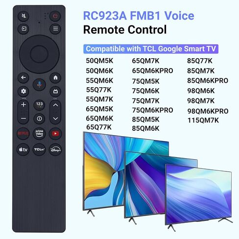 استبدال جهاز التحكم عن بعد الصوتي RC923A FMB1 الجديد لتلفزيون TCL QLED Mini LED 4K UHD Google Smart TV G0401-000267، متوافق مع سلسلة QM5K QM6K QM7K Q77K in Kuwait