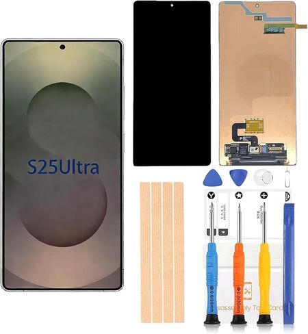 درجة OEM لاستبدال شاشة Samsung Galaxy S25 Ultra LCD، شاشة AMOLED ديناميكية 6.81 بوصة 120 هرتز 2X مع إطار، محول رقمي يعمل باللمس، طبقة واقية - متوافقة مع SM-S938 in Kuwait