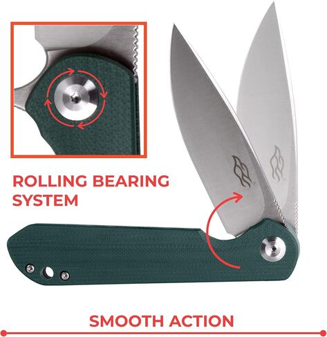 Ganzo Firebird FH41-GB Pocket Folding Knife D2 Steel Blade G10 Anti-Slip Handle with Clip Fishing Hunting Camping Outdoor Flipper EDC Pocket Knife Best Gift for Men and Women (Green) in Kuwait
