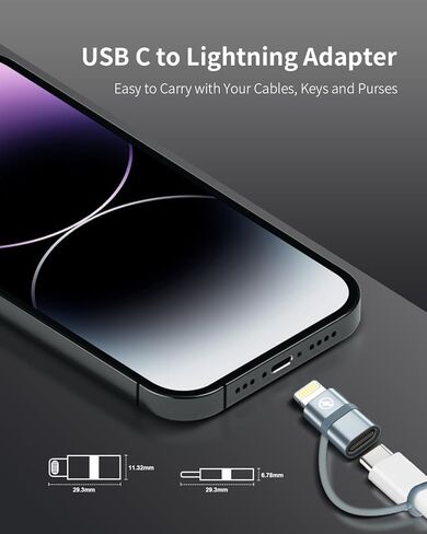 USB C to Lightning Adapter 3Pack, Lightning Male to USB C Female Adapter Supports 36W Fast Charging & Data Sync, Type C to Lightning Adapter for iPhone 14 13 12 11 X XS 8 7 6 SE,iPad,Not for Audio/OTG in Kuwait
