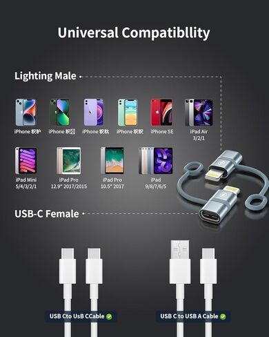 USB C to Lightning Adapter 3Pack, Lightning Male to USB C Female Adapter Supports 36W Fast Charging & Data Sync, Type C to Lightning Adapter for iPhone 14 13 12 11 X XS 8 7 6 SE,iPad,Not for Audio/OTG in Kuwait