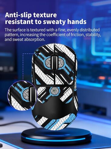 شريط قبضة مضاد للانزلاق للماوس اللاسلكي Logitech G PRO X Superlight 2 DEX، ملصقات قبضة ناعمة الملمس مقاومة للعرق من ZBAGUG، جلد مقاوم للخدش وقابل للإزالة وغير متبقي، أزرق أسود in Kuwait