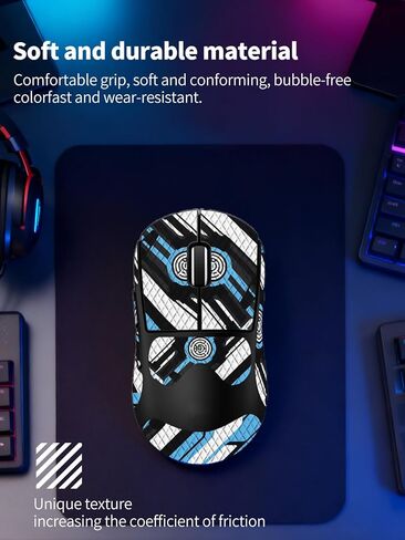 شريط قبضة مضاد للانزلاق للماوس اللاسلكي Logitech G PRO X Superlight 2 DEX، ملصقات قبضة ناعمة الملمس مقاومة للعرق من ZBAGUG، جلد مقاوم للخدش وقابل للإزالة وغير متبقي، أزرق أسود in Kuwait