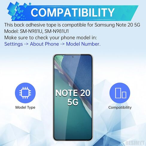 3PCS Battery Door Cover Adhesive Tape for Samsung Galaxy Note 20 5G Back Cover Sticker Adhesive Tape Glue Replacement for galaxynote 20 5g SM-N981U SM-N981U1 in Kuwait