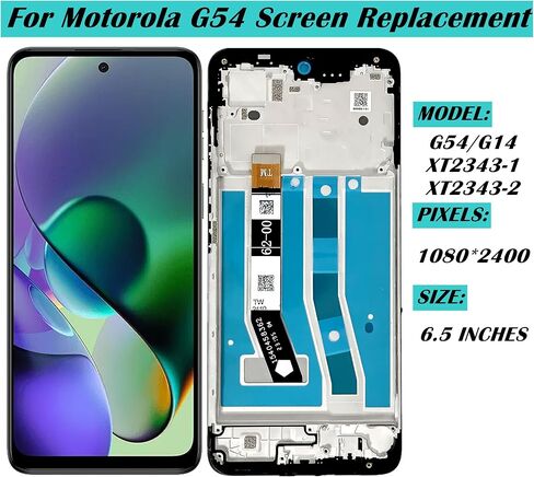 for Motorola G54 Screen Replacement for Moto G54/G14 LCD Screen Replacement Black with Frame for G54/G14 XT2343-1 XT2343-2 Display Touch Screen Assembly Repair Parts in Kuwait