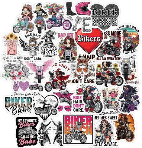 30PCS Biker Babe Stickers Pack – Waterproof Vinyl Motorcycle Girl Stickers with Quotes, Helmets, Bikes for Laptop, Helmet, Toolbox, Journal, Water Bottle – Badass Biker Decals for Women in Kuwait