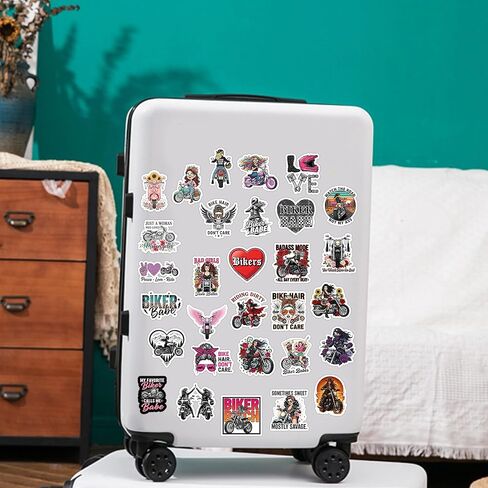 30PCS Biker Babe Stickers Pack – Waterproof Vinyl Motorcycle Girl Stickers with Quotes, Helmets, Bikes for Laptop, Helmet, Toolbox, Journal, Water Bottle – Badass Biker Decals for Women in Kuwait