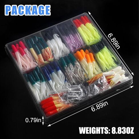 Crappie Jigs Kit with Tube Baits, 140pcs Soft Plastic Lures for Bass Fishing Tube Baits(12 Colors) & 20 Tube Jig Heads for Panfish & Trout Fishing in Kuwait