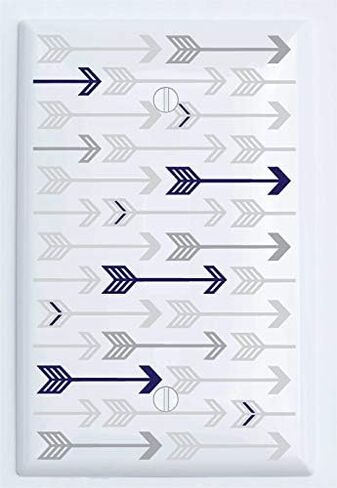 Single Toggle Navy and Grey Arrow Print Light Switch Plate Covers Navy and Grey Woodland Nursery Decor for Baby Boys (Single Toggle) in Kuwait