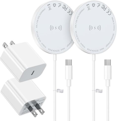 [معتمد من Apple MFi] شاحن Apple MagSafe iPhone شاحن لاسلكي مغناطيسي 15 وات 6FT لوحة شحن لاسلكية سريعة لأجهزة Apple iPhone 17/16/15/14/13/12 Pro Max Plus/AirPods 2 3 4 Pro 2 3 شاحن لاسلكي in Kuwait