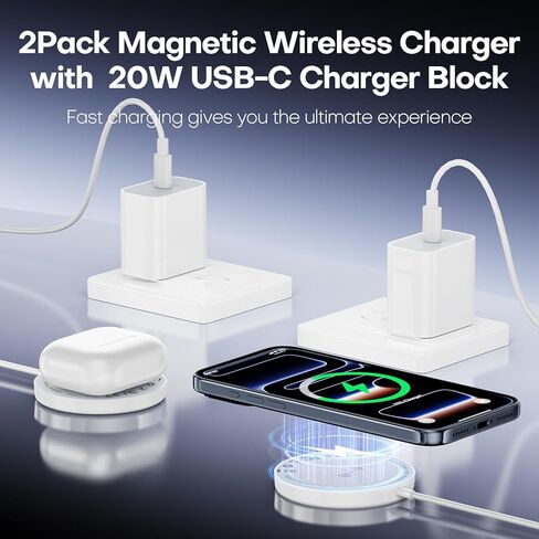 [معتمد من Apple MFi] شاحن Apple MagSafe iPhone شاحن لاسلكي مغناطيسي 15 وات 6FT لوحة شحن لاسلكية سريعة لأجهزة Apple iPhone 17/16/15/14/13/12 Pro Max Plus/AirPods 2 3 4 Pro 2 3 شاحن لاسلكي in Kuwait