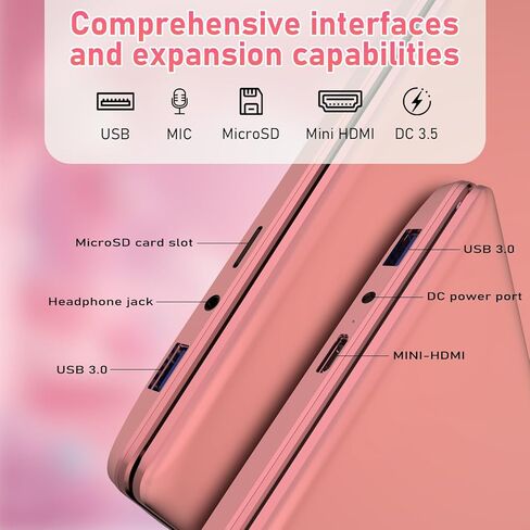 15.6" Laptop Rose Gold, 8GB RAM 256GB SSD, Backlit Keyboard, Fingerprint Reader, FHD 1080P IPS Display, Thin Lightweight Computer for Student Business School Office Work, Pink in Kuwait