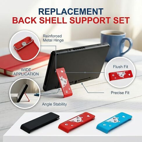 حامل خلفي بديل من Vvluvva Switch Kickstand لوحدة التحكم بالتبديل، 3 عبوات من البلاستيك الصلب مع مشبك مشبك معدني، مفك براغي Y0.6 وأغطية عصا الإبهام، طقم إصلاح سهل التركيب in Kuwait