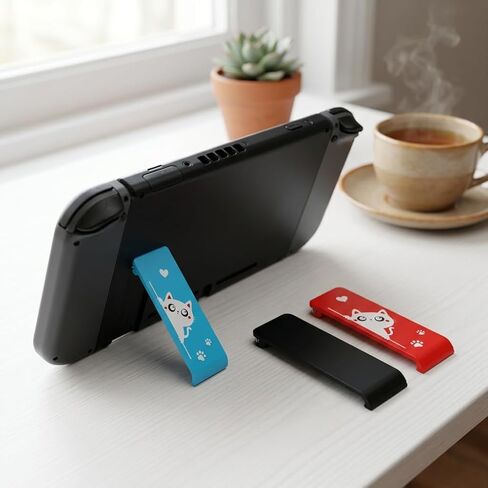 حامل خلفي بديل من Vvluvva Switch Kickstand لوحدة التحكم بالتبديل، 3 عبوات من البلاستيك الصلب مع مشبك مشبك معدني، مفك براغي Y0.6 وأغطية عصا الإبهام، طقم إصلاح سهل التركيب in Kuwait