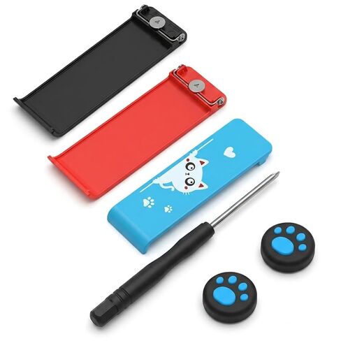 حامل خلفي بديل من Vvluvva Switch Kickstand لوحدة التحكم بالتبديل، 3 عبوات من البلاستيك الصلب مع مشبك مشبك معدني، مفك براغي Y0.6 وأغطية عصا الإبهام، طقم إصلاح سهل التركيب in Kuwait