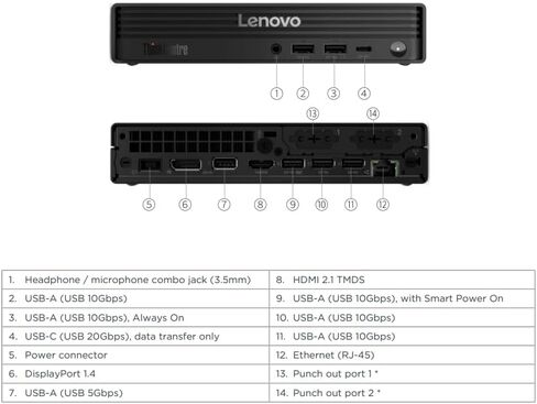 Lenovo ThinkCentre M90q Gen 6-13ACCTO1WWUS1- كمبيوتر مكتبي - Intel Core Ultra 5 235T-16 جيجابايت -1 تيرابايت(512 جيجابايت +512 جيجابايت) PCIE - صغير - أسود in Kuwait