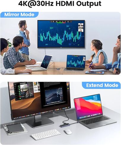 USB C Hub, ORICO 6 in 1 MacBook Docking Station Multiport Adapter Multiport Adapter with PD 100W，HDMI 4K@30Hz，USB-A3.0×3，3.5mm Audio×1 Compatible for Dell/Surface/HP/Lenovo Laptops in Kuwait