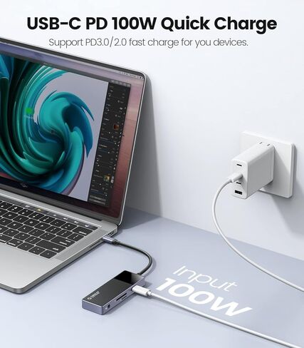 USB C Hub, ORICO 6 in 1 MacBook Docking Station Multiport Adapter Multiport Adapter with PD 100W，HDMI 4K@30Hz，USB-A3.0×3，3.5mm Audio×1 Compatible for Dell/Surface/HP/Lenovo Laptops in Kuwait