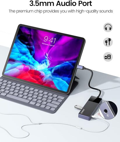USB C Hub, ORICO 6 in 1 MacBook Docking Station Multiport Adapter Multiport Adapter with PD 100W，HDMI 4K@30Hz，USB-A3.0×3，3.5mm Audio×1 Compatible for Dell/Surface/HP/Lenovo Laptops in Kuwait