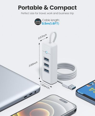 USB Hub Ethernet، 4 منافذ USB 3.0، محول USB-A إلى Gigabit Ethernet مع 3 محاور USB 3.0 لأجهزة الكمبيوتر المحمول، USB Hub 3.0 مع RJ45 10/100/1000 جيجابت in Kuwait