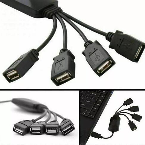 موزع USB 2.0 عالي السرعة بأربعة منافذ بسرعة 480 ميجا بت في الثانية من نوع الأخطبوط لأجهزة الكمبيوتر المحمول وسطح المكتب مع اتصال موثوق به متعدد الأجهزة باللون الأسود in Kuwait