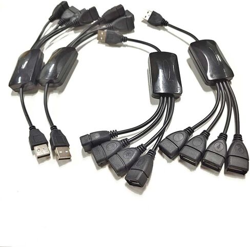 موزع USB 2.0 عالي السرعة بأربعة منافذ بسرعة 480 ميجا بت في الثانية من نوع الأخطبوط لأجهزة الكمبيوتر المحمول وسطح المكتب مع اتصال موثوق به متعدد الأجهزة باللون الأسود in Kuwait