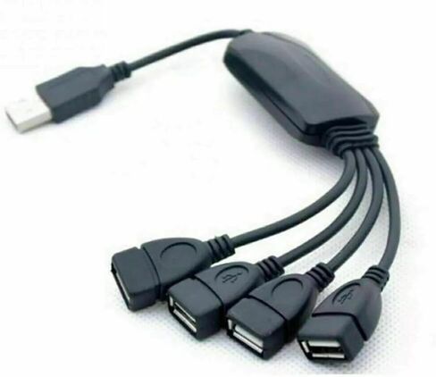 موزع USB 2.0 عالي السرعة بأربعة منافذ بسرعة 480 ميجا بت في الثانية من نوع الأخطبوط لأجهزة الكمبيوتر المحمول وسطح المكتب مع اتصال موثوق به متعدد الأجهزة باللون الأسود in Kuwait