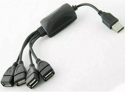 موزع USB 2.0 عالي السرعة بأربعة منافذ بسرعة 480 ميجا بت في الثانية من نوع الأخطبوط لأجهزة الكمبيوتر المحمول وسطح المكتب مع اتصال موثوق به متعدد الأجهزة باللون الأسود in Kuwait