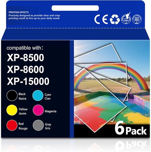 مجموعة خراطيش الحبر 312XL 314XL عالية الإنتاجية بديلة لخرطوشة الحبر 312XL 314XL مع طابعة Expression Photo XP-15000 XP-8500 XP-8600 (6 عبوات، أسود/سماوي/أرجواني/أصفر/أحمر/رمادي) in Kuwait