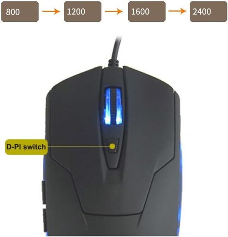 ماوس USB-C سلكي، 6 أزرار، ماوس كمبيوتر هادئ، سرعات 2400 D-PI، كابل مريح من النوع C بطول 1.5 متر/4.9 قدم، ضوء أزرق، متوافق مع أجهزة Mac، والكمبيوتر المحمول، وسطح المكتب، والهاتف، وChromebook، والسطح، والكمبيوتر اللوحي، والألعاب in Kuwait