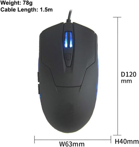 ماوس USB-C سلكي، 6 أزرار، ماوس كمبيوتر هادئ، سرعات 2400 D-PI، كابل مريح من النوع C بطول 1.5 متر/4.9 قدم، ضوء أزرق، متوافق مع أجهزة Mac، والكمبيوتر المحمول، وسطح المكتب، والهاتف، وChromebook، والسطح، والكمبيوتر اللوحي، والألعاب in Kuwait