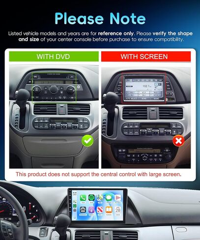 8 Core 6G+128G Android 15 Car Stereo for Honda Odyssey 2005-2010, Wireless Carplay Android Auto, 10.1'' Touch Screen with GPS/Bluetooth 5.0/FM RDS/DSP/5G-WiFi 360° Panoramic View Backup Camera SWC in Kuwait