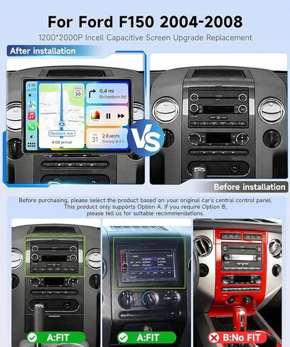 11.5" 2000 * 1200P Incell Touchscreen 4 Core 4+64G Radio for Ford F150 2004-2008 with 5G WiFi,F150 Car Radio Stereo with DSP/EQ Wireless Carplay Android Auto BT Type-C GPS FM SWC Backup Camera in Kuwait