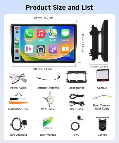 11.5" 2000 * 1200P Incell Touchscreen 4 Core 4+64G Radio for Ford F150 2004-2008 with 5G WiFi,F150 Car Radio Stereo with DSP/EQ Wireless Carplay Android Auto BT Type-C GPS FM SWC Backup Camera in Kuwait