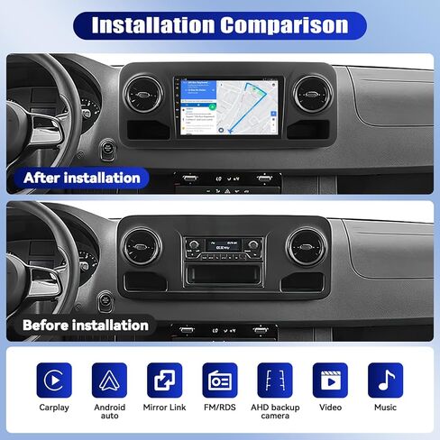 4G+64G Android 15 Car Stereo for Benz Sprinter 2018 2019 2020 2021 2022, 10.1 Inch Touchscreen Car Radio with Bluetooth,CarPlay Android Auto,32EQ/WiFi/SWC + AHD Backup Camera in Kuwait