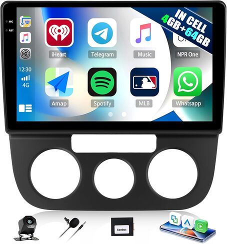 4G+64G Car Radio Stereo for Volkswagen VW Jetta 5 2005-2010 (Manual AC), Wireless CarPlay Android Auto 10" in-Cell 1280 * 720 Touch Screen Radio Android Head Unit with GPS Bluetooth FM Backup Camera in Kuwait