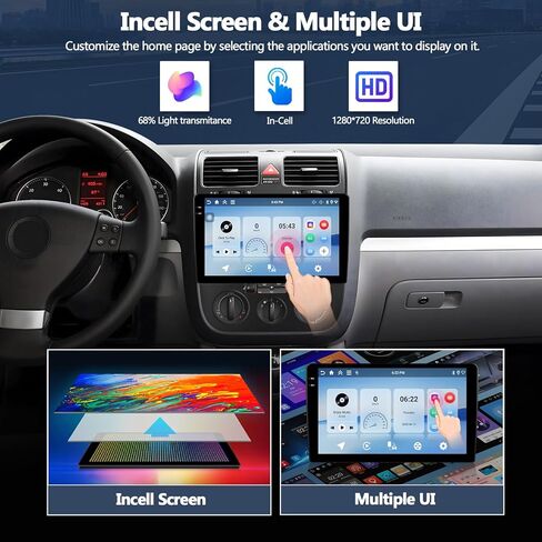 4G+64G Car Radio Stereo for Volkswagen VW Jetta 5 2005-2010 (Manual AC), Wireless CarPlay Android Auto 10" in-Cell 1280 * 720 Touch Screen Radio Android Head Unit with GPS Bluetooth FM Backup Camera in Kuwait