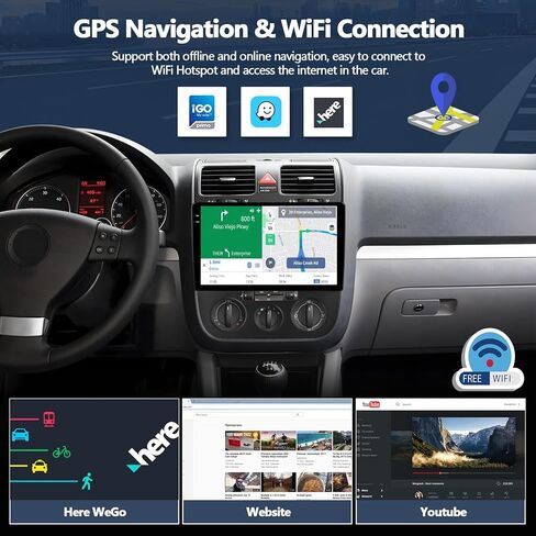 4G+64G Car Radio Stereo for Volkswagen VW Jetta 5 2005-2010 (Manual AC), Wireless CarPlay Android Auto 10" in-Cell 1280 * 720 Touch Screen Radio Android Head Unit with GPS Bluetooth FM Backup Camera in Kuwait