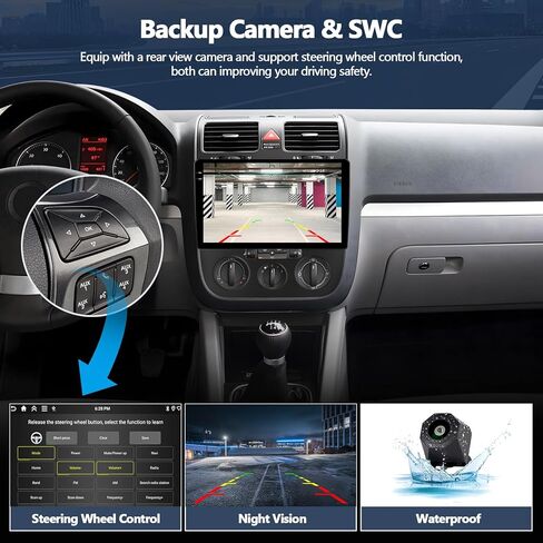 4G+64G Car Radio Stereo for Volkswagen VW Jetta 5 2005-2010 (Manual AC), Wireless CarPlay Android Auto 10" in-Cell 1280 * 720 Touch Screen Radio Android Head Unit with GPS Bluetooth FM Backup Camera in Kuwait
