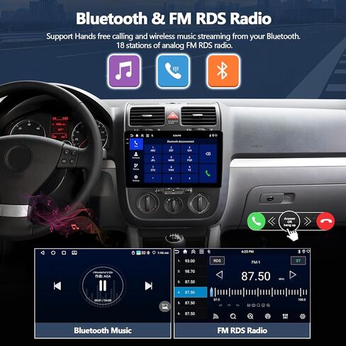 4G+64G Car Radio Stereo for Volkswagen VW Jetta 5 2005-2010 (Manual AC), Wireless CarPlay Android Auto 10" in-Cell 1280 * 720 Touch Screen Radio Android Head Unit with GPS Bluetooth FM Backup Camera in Kuwait